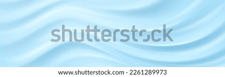 Abstract background with texture of blue cream, water or silk surface. Soft satin fabric with wavy creases. Cosmetic gel, skincare mask surface, vector realistic illustration Stock foto © 