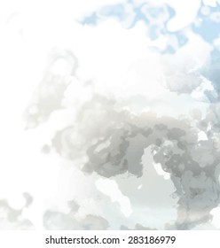 Abstract background texture with blue strokes of paint. Painted paper background for use as a background or design element. Abstract representations of blue sky, clouds or water.