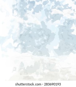 Abstract background texture with blue strokes of paint. Painted paper background for use as a background or design element. Abstract representations of blue sky, clouds or water.