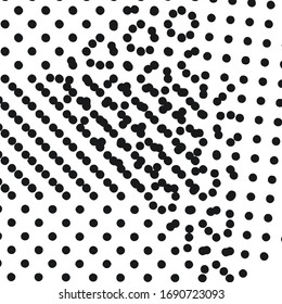 Abstract background with texture of chaotic black spots of a brush on a white canvas