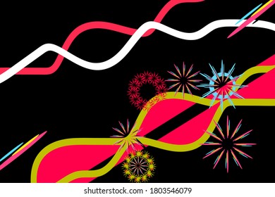 diseño de textura de fondo abstracto, afiche brillante, fondo morado de la pancarta, rayas y formas amarillas y azules.