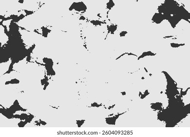 Abstract background texture with destruction effect, ink stains, grunge. Distress overlay, rough dirty wall concept. Black, gray. Worn, torn, weathered effect. Vector background