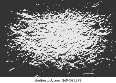 Abstract background texture with destruction effect, ink stains, grunge. Distress overlay, rough dirty wall concept. Black, gray. Worn, torn, weathered effect. Vector background