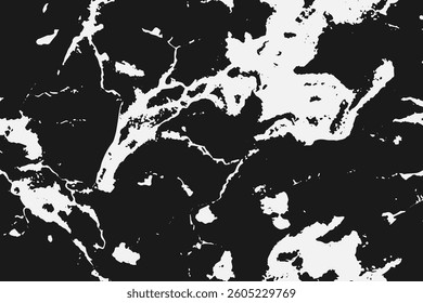 Abstract background texture with destruction effect, ink stains, grunge. Distress overlay, rough dirty wall concept. Black, gray. Worn, torn, weathered effect. Vector background