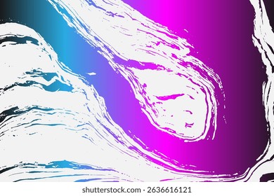 Abstract background texture with destruction effect, ink stains, grunge. Distress overlay, rough dirty wall concept. Lilac blue metallic. Worn, torn, weathered effect. Vector background
