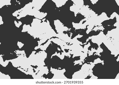 Textura de fundo abstrata com efeito de destruição, manchas de tinta, grunge. Sobreposição de socorro, conceito de parede suja áspera. Preto, cinza. Efeito desgastado, rasgado e resistido. Plano de fundo do vetor