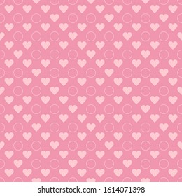 Abstract background texture. Dot and heart shape seamless pattern. Vector illustration polka style, minimalism wallpaper, flyer, cover, design. Bubble circle geometric ornament, decorative element