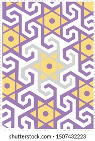 Abstract background texture in geometric ornamental style.Purple and orange pattern