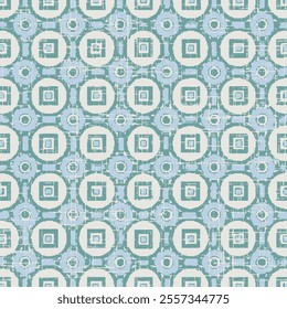 Abstract background texture in geometric ornamental style. Seamless design. grunge textured Geometric Retro Design Style Wallpaper Seamless Pattern on sky blue background.