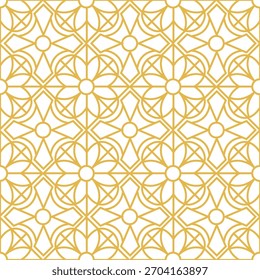 Abstract background texture in geometric ornamental style. Seamless yellow geometric ornament pattern on white background.