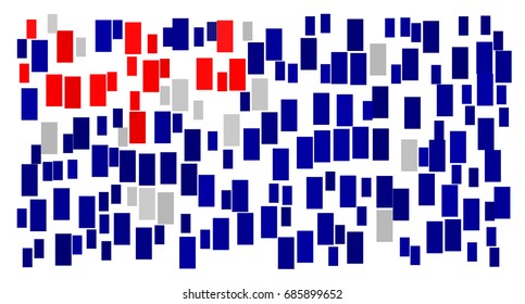 Abstract background texture inspired by the flag of Australia made of small red, white, blue rectangles