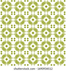 Abstract background texture with ornamental geometric seamless pattern in olive color isolated on white background. More variation and style. Good for decor, textile, prints, ceramic, carpet, fabric. 
