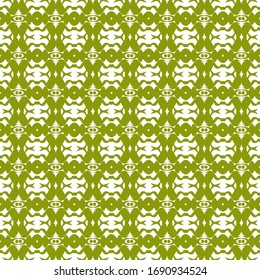 Abstract background texture with ornamental geometric seamless pattern in olive color isolated on white background. More variation and style. Good for decor, textile, prints, ceramic, carpet, fabric. 