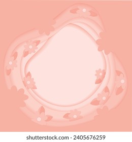 Abstract background texture in paper cut style in trendy monochrome Peach Fuzz shades with flowers