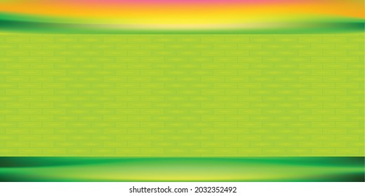 Abstract background texture staged lighting neon shiny bright green color brick wall building concrete scenery wallpaper decoration art design modern backdrop pattern seamless vector illustration
