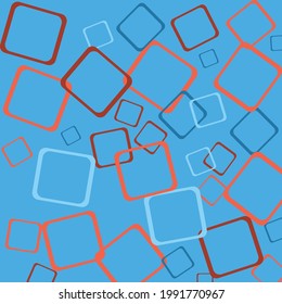 Abstract background texture. Vector of flying   brown and   orange  squares shapes on blue background