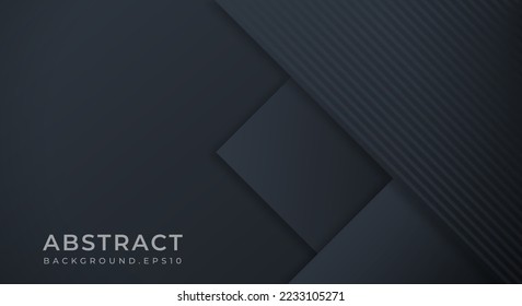 Abstract Background Textured with Dark Black Navy Paper Layers. Usable for Decorative web layout, Poster, Banner, Corporate Brochure and Seminar Template Design