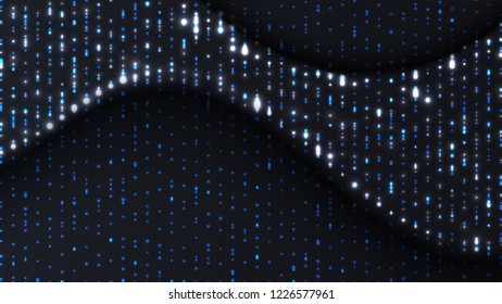 Abstract background textured with halftone pattern. Vertical streams of luminous points. Creative cover design template. Vector illustration.