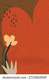 Abstract background with a textured red heart on a brown background. The red and brown colors create a warm, earthy feel. Background with copy space vector.