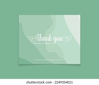 Abstract background thank you card design for small business online orders, green shades pattern texture greeting card design vector template, invitation, gift