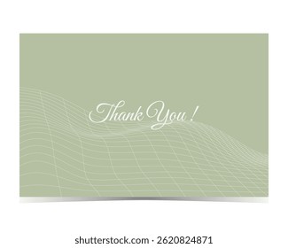 Fundo abstrato para o design de modelo de cartão de agradecimento com ilustração vetorial de wireframe colorido ou arte de linha fluida no cartão de cor verde sábio 18