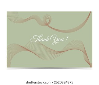 Fundo abstrato para o design de modelo de cartão de agradecimento com ilustração vetorial de wireframe colorido ou arte de linha fluida no cartão de cor verde sábio 12