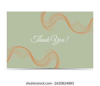 Abstract background for thank you card template design with vector illustration of colorful wireframe or fluid line art on sage green color card 14