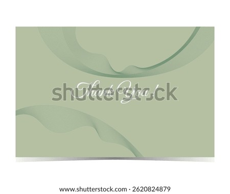 Abstract background for thank you card template design with vector illustration of colorful wireframe or fluid line art on sage green color card 19