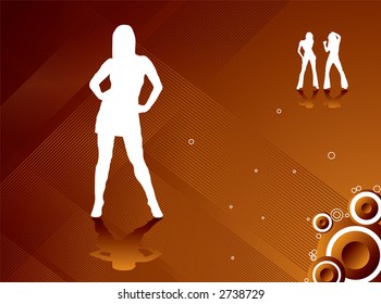 Un fondo abstracto que muestra a tres mujeres divirtiéndose en una fiesta o discoteca
