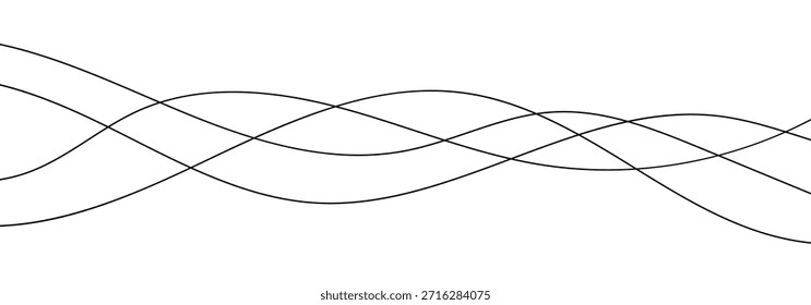 Fundo abstrato com linhas curvas finas. Modelo gráfico listrado de arte de linha de onda curva.