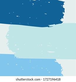 Abstrakter Hintergrund mit drei blauen Pinselstrichen. Handgezeichnet. Verpackung, Tapete, Karten