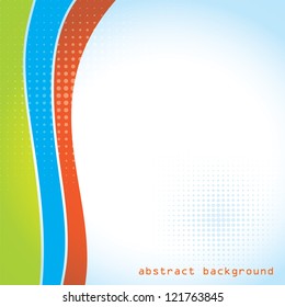 Abstract background with three colored waves: green, blue and red./ Three color waves