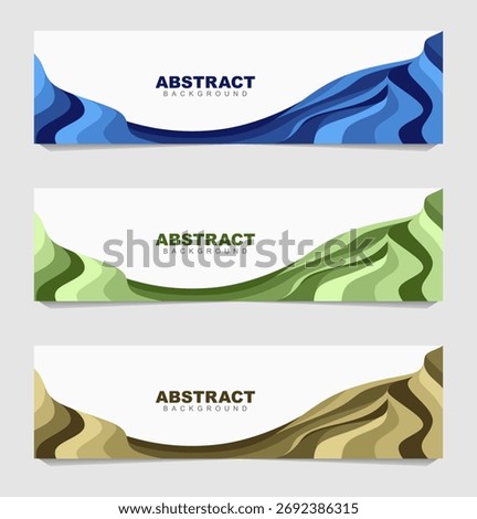 Abstract background in three colors. Vector banner design with an environmental theme. Abstract ocean waves, grasslands, and deserts.