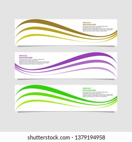 Abstract background, three kinds of design colors in a set of abstract banner designs with purple, green and yellow variants