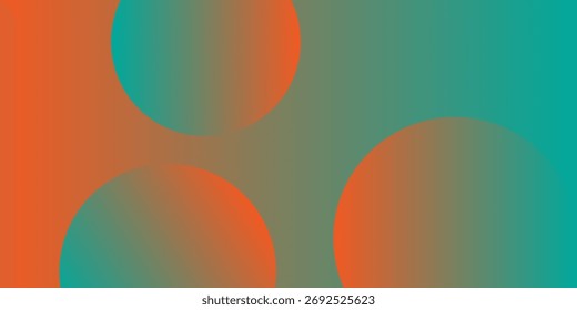 Um plano de fundo abstrato com três círculos sobrepostos em um vibrante gradiente azul-petróleo e laranja profundo, criando um efeito dimensional retrô