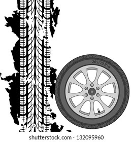 Abstract background tire prints, vector illustration