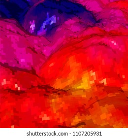 Abstract background with topographic landscape map and pixelated structure with textured moluntains and hills