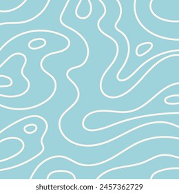 Abstract background with topographic lines in retro style on turquoise pastel shade background. Aesthetics 90s, 2000s