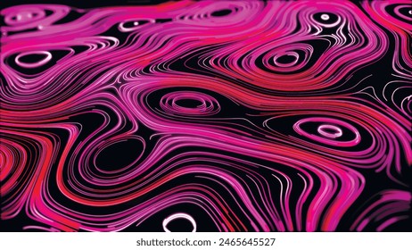 Abstract background of topographic map. Contour map. 3D Topographic map. Valleys and mountains. Geography concept. Wavy backdrop. 3d vector.