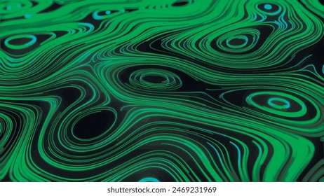 Abstract background of topographic map. Contour map. 3D Topographic map. Valleys and mountains. Geography concept. Wavy backdrop. 3d vector.