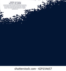 Abstract background with torn edges. Uneven strokes with small particles at edges. Vector element of graphical design