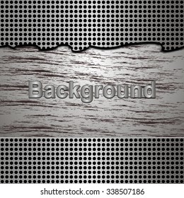 Abstract  background  torn metal grille and rusty metal surface. Vector EPS 10.