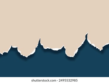 Abstract background with a torn paper design in navy blue and cream colours