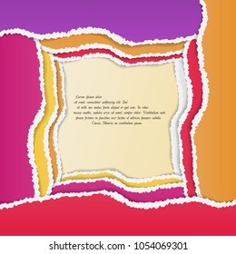 Abstract background with torn paper with place for your text in the middle. Vector illustration