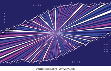 Abstract background of torn paper and speed radial lines