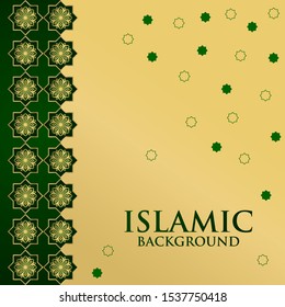 Abstract background with traditional islamic ornament. with gold and green colors