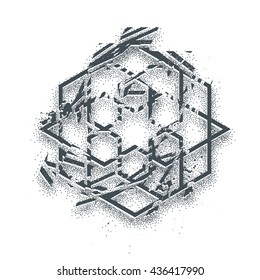 Abstract background with traditional ornament. Vector Tattoo styled illustration, dotwork,