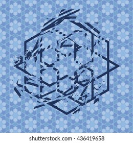 Abstract background with traditional ornament. Vector illustration. Grunge technique illustration.