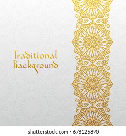 Abstrakter Hintergrund mit traditionellem Ornament.  Vektorgrafik.
