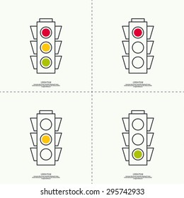 Abstract background with traffic lights. Red, green, yellow light. vector icons. 